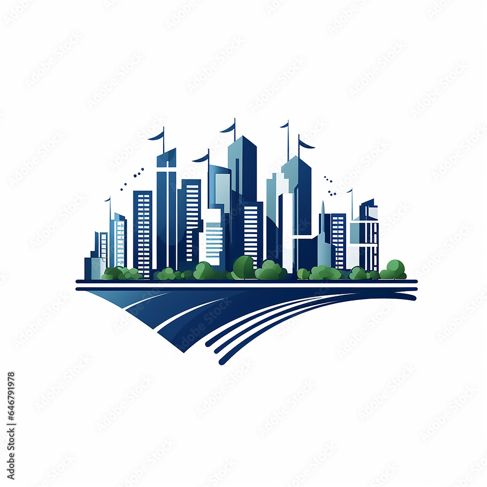 Building city logo icon design template flat vector premium vector plain white background with no other images and no shadows 