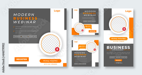 Webinar Digital Business Conference Social Media Post for Online Marketing Promotion Banner and Web Internet Ads Flyer