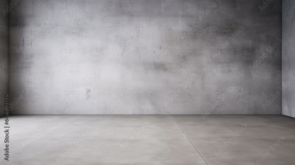 In a studio with a plain gray wall, we see a concrete backdrop and floor, expertly edited to showcase products and text in the open space In a studio with a plain gray wall, we see a concrete backdrop and floor, expertly edited to showcase products and text in the open space