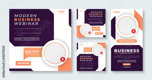 Webinar Digital Business Conference Social Media Post for Online Marketing Promotion Banner and Web Internet Ads Flyer