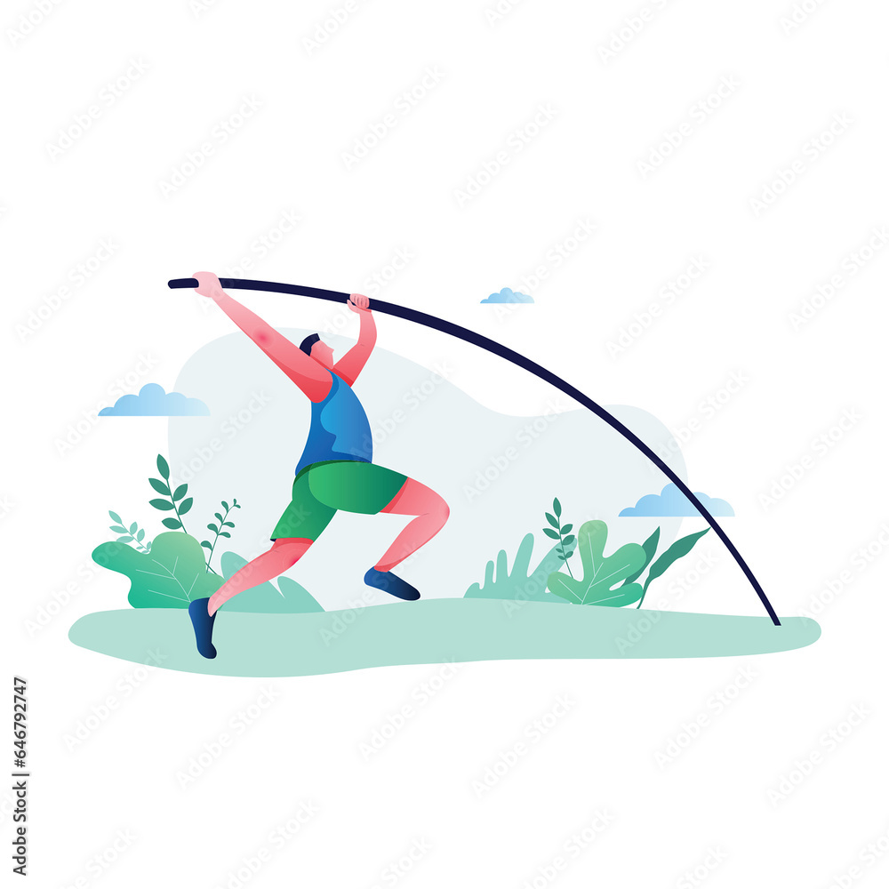 Naklejka premium Men's Pole Vault Vector Illustration