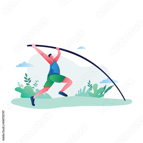 Men's Pole Vault Vector Illustration