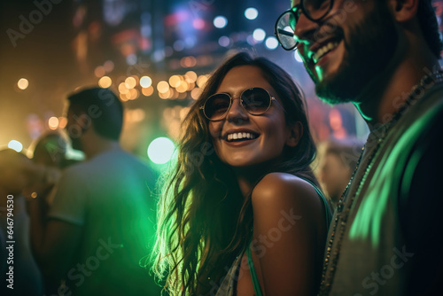 Smiling couples at an evening party
