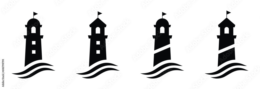Mercusuar Icon VectorLighthouse icon. Mercusuar tower icon, vector illustration - obrazy, fototapety, plakaty 