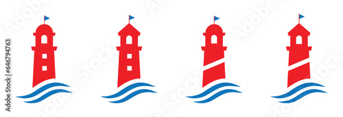 Lighthouse icon. Mercusuar tower icon, vector illustration