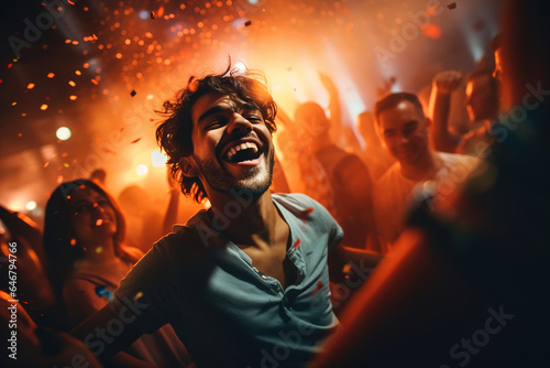 Smiling young man at a party