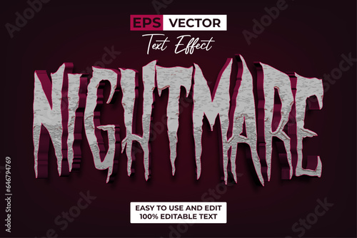 Nightmare Text Effect Textured Style. Editable Text Effect.