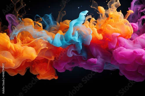 Colorful smoke effect isolated on black background