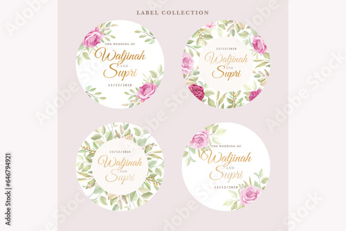 floral roses label design illustration