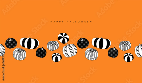 Happy halloween modern pumpkin illustration greeting card. Fall season harvest vegetable design for october 31 holiday celebration event. Minimalist style party invitation, web template art.