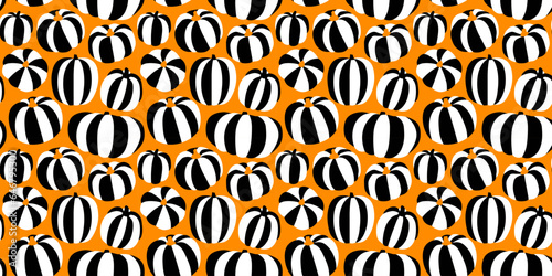 Halloween pumpkin drawing seamless pattern illustration. Fall season harvest vegetable background print for october holiday celebration or thanksgiving event. Decorative hand drawn texture art.