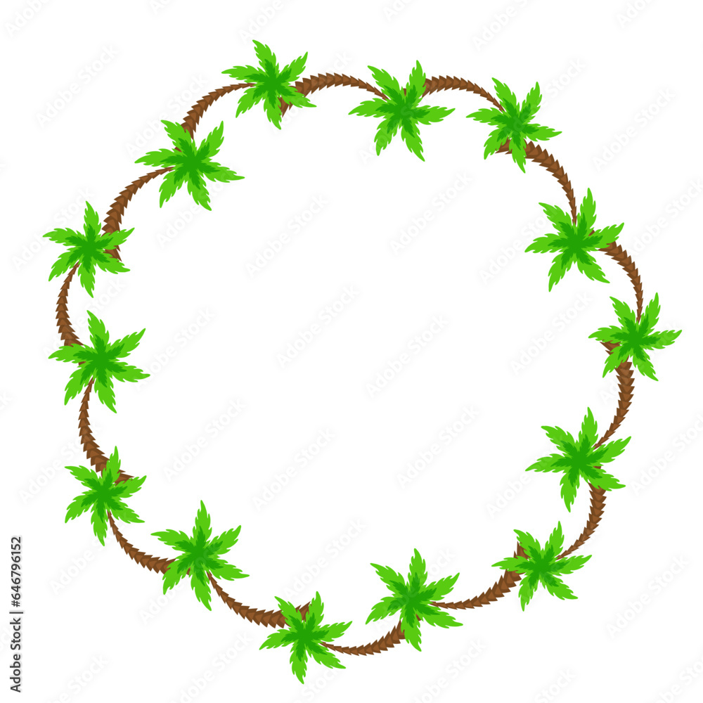 palm art drawn tree cartoon style round frame palm art drawn tree cartoon style round frame