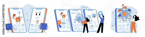 Bes application metaphor. Vector illustration. Best application, gold standard of application design and performance Winner app, beacon of excellence in its software niche Quality control, meticulous