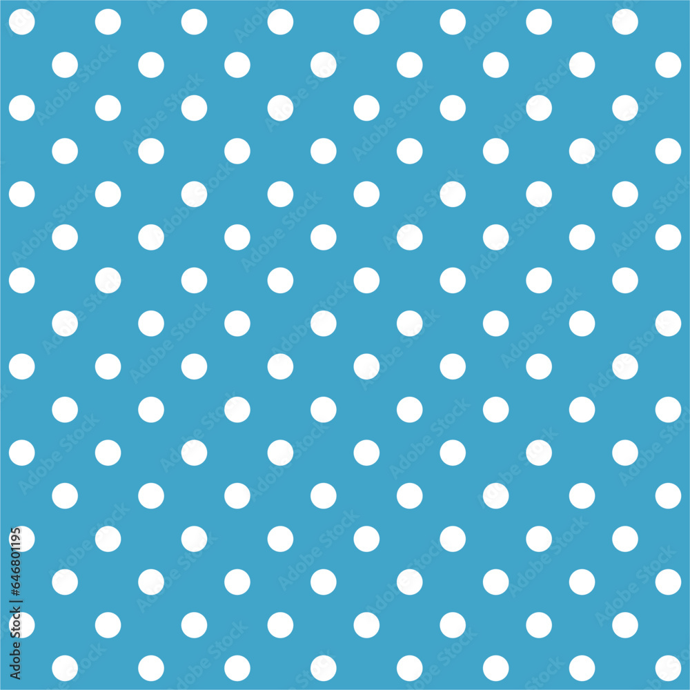 seamless pattern white polka dots vector illustration on blue background.