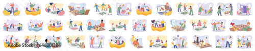 Game together. Family fun. Friendship time. Vector illustration. Playing games with family and friends treasured pastime that creates lasting memories Board games provide platform for people to