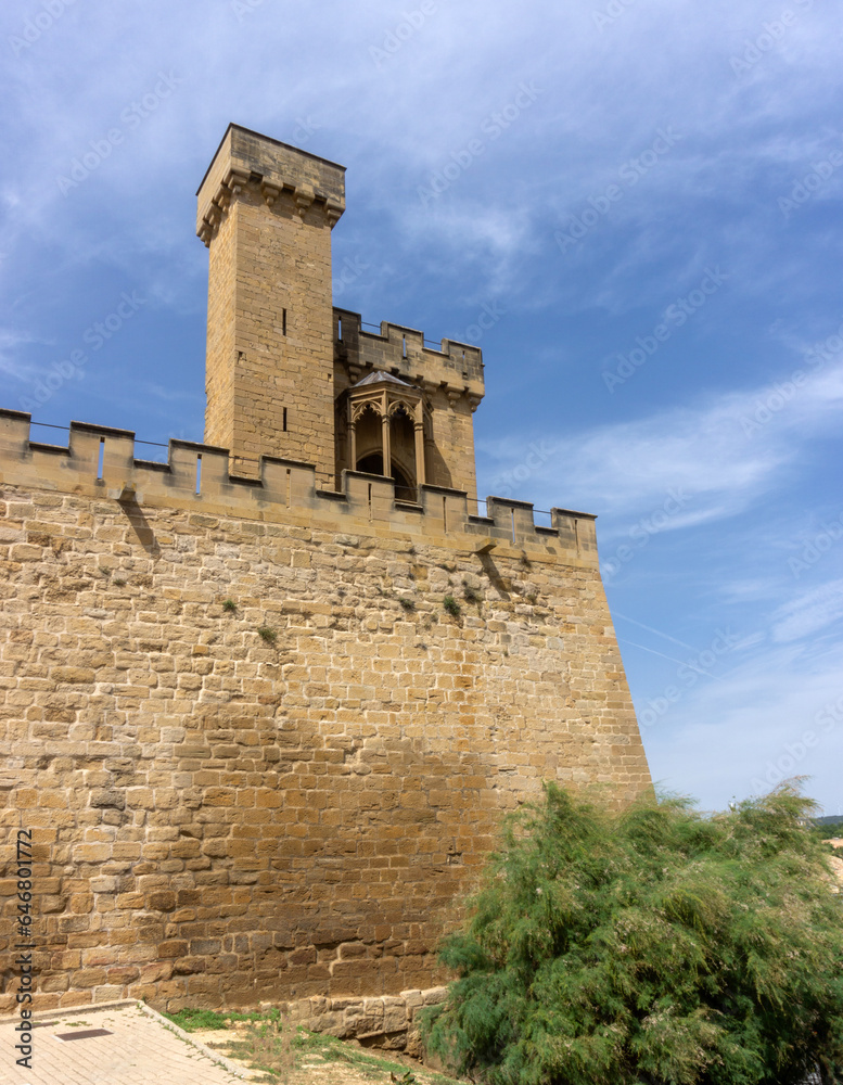 View of the Olite castle (13th-14th centuries). Olite, Navarre, Spain.