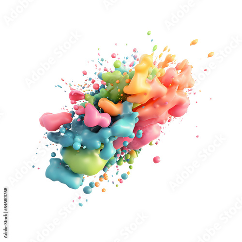 Explosion of colored oil paint isolated on white background..