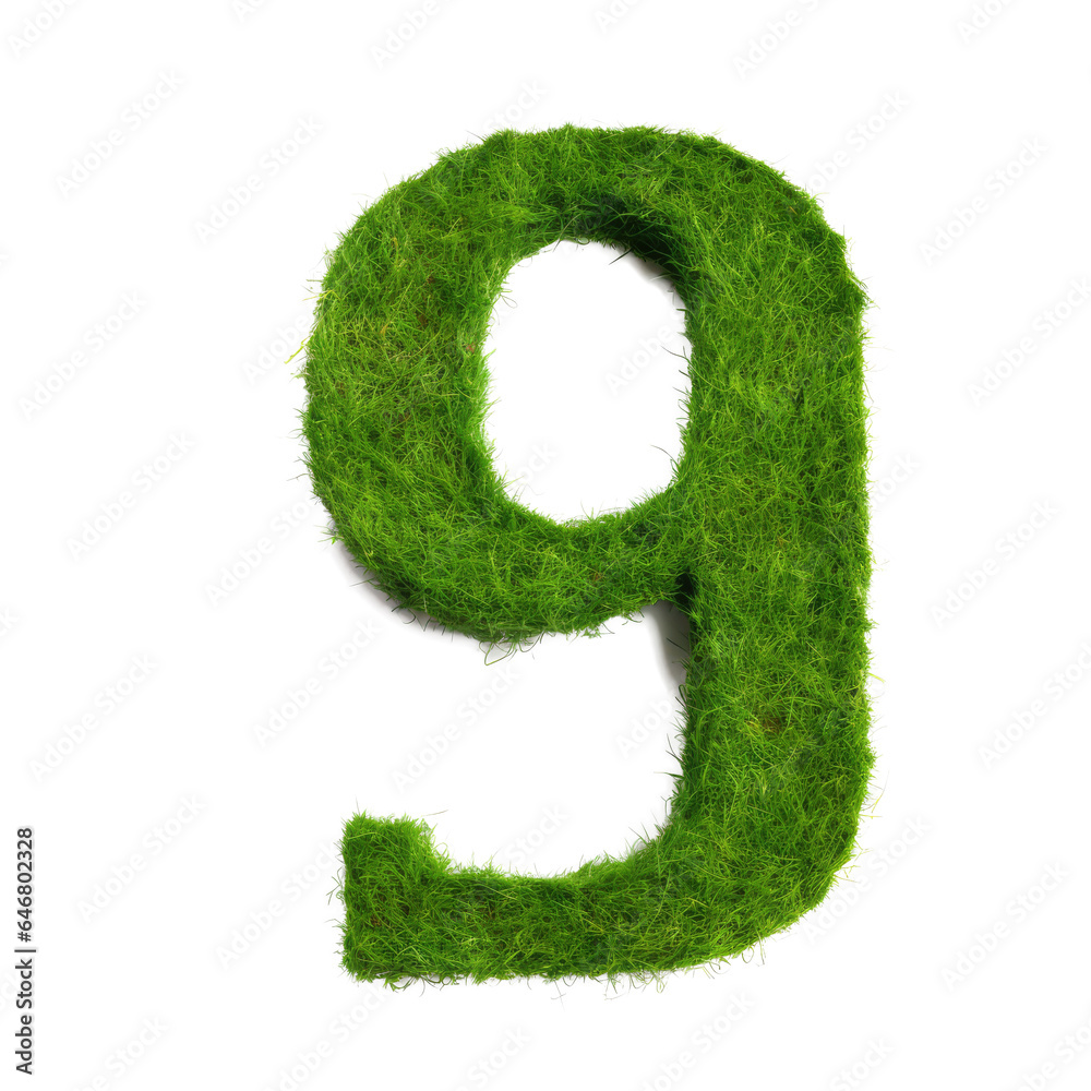 green grass forming number nine, 9, alphabet text font character isolated on white in nature, growth and eco environment concept. green grass forming number nine, 9, alphabet text font character isolated on white in nature, growth and eco environment concept.