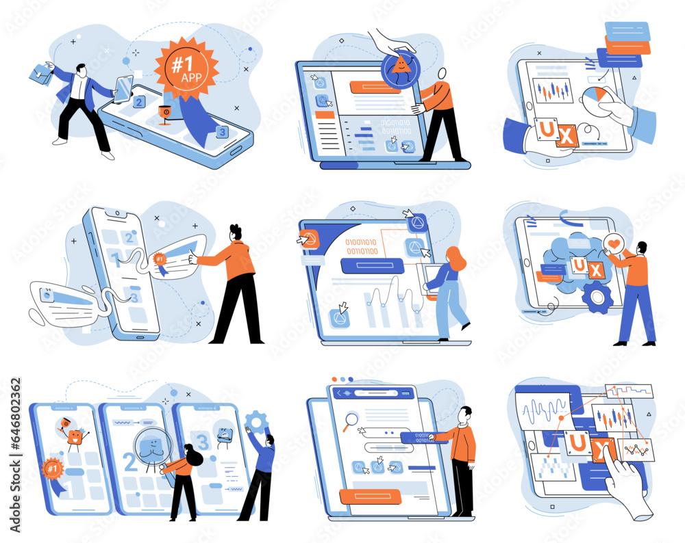 Application testing metaphor. Vector illustration. Application testing ...