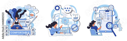Application testing metaphor. Vector illustration. Application testing, quality assurance step in software lifecycle App test, proving ground where apps robustness is checked Software testing