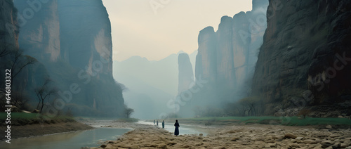 Man Standing Alone in the Heart of a Majestic Canyon  Nature Landscape Photography