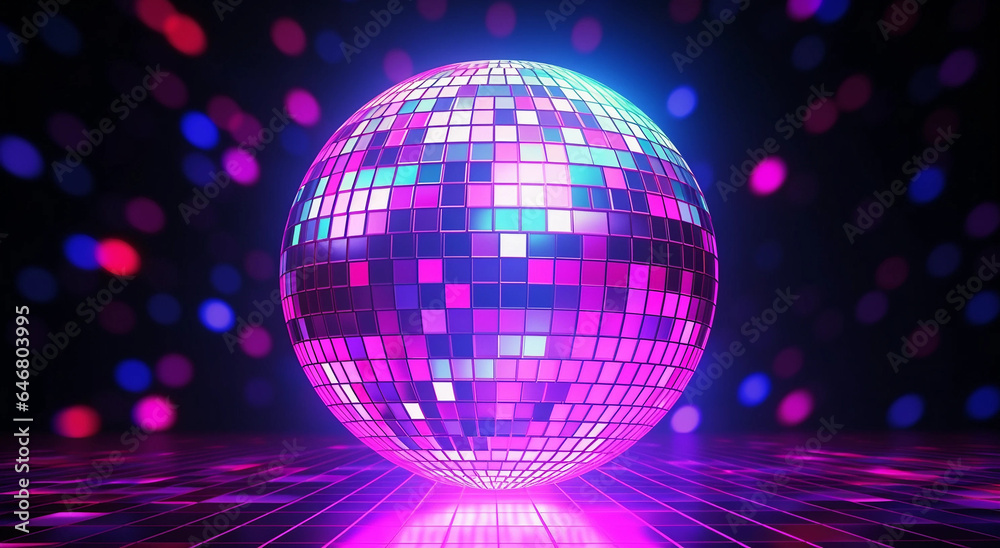 disco ball with lights - obrazy, fototapety, plakaty 