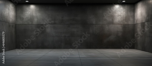 illustration of an architectural interior with a dark and empty concrete room © Vusal
