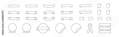 Ribbon promotion banner set line icon. Retro tag label collection. Vector isolated illustration