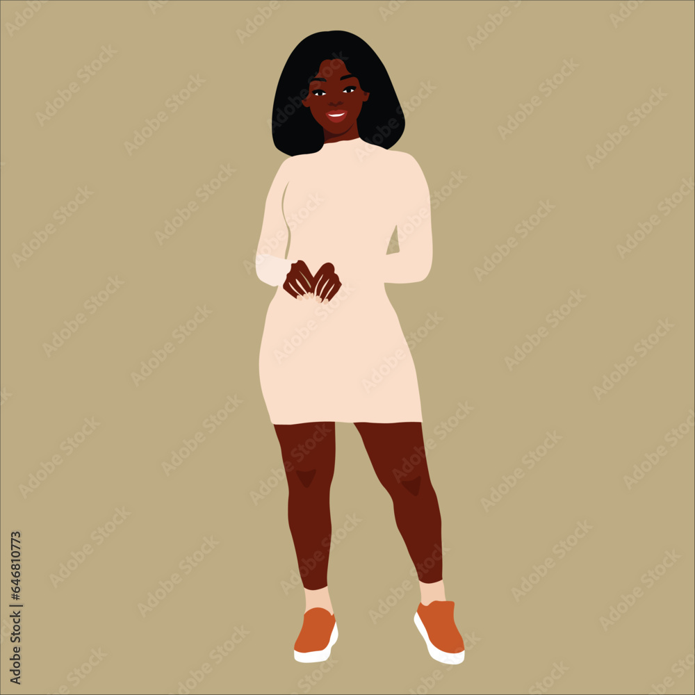 Modern black woman in elegant art style vector Modern black woman in elegant art style vector