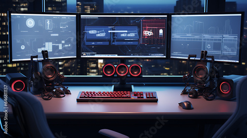 pristine white desk with a modern laptop displaying a code editor. Surrounding the laptop are hand-drawn diagrams, post-it notes with algorithms