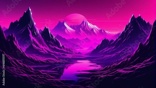 neon punk purple mountain range