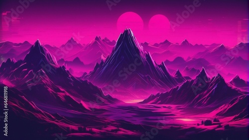 neon punk purple mountain range