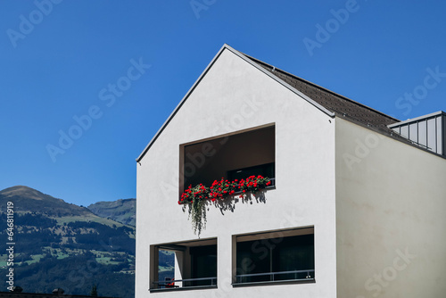 Beautiful facades of Vaduz on a sunny August day photo