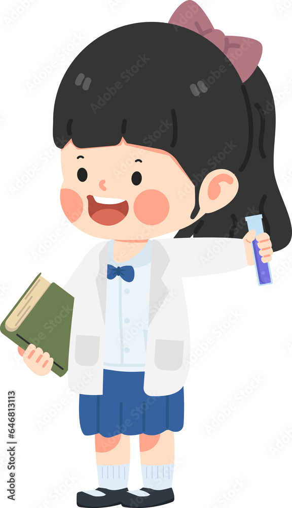 Cute girl student lab kid in white Cute girl student lab kid in white