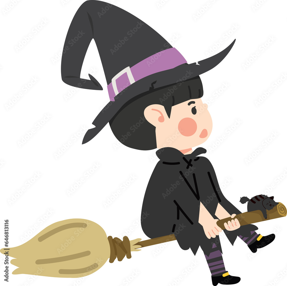 Obraz premium Cute kid girl Halloween Witch 