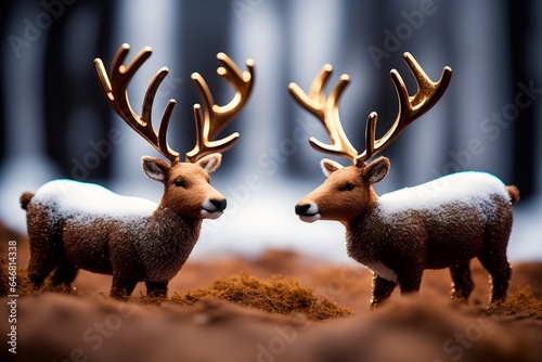 Majestic Reindeer Figurines A Captivating Display of Nature s Beauty. AI Generated.