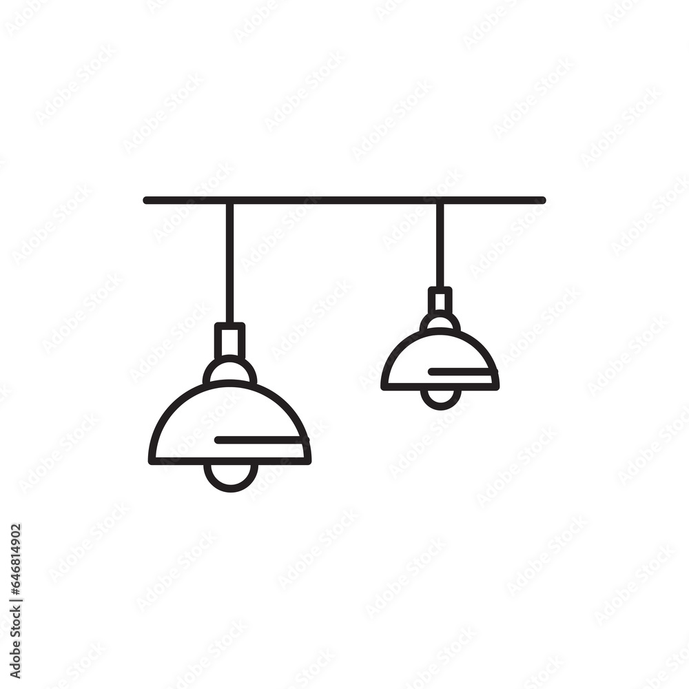 Obraz premium Ceiling light line icon. Hanging lamp light flat illustration on white background..eps