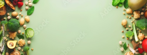 world vegan day with lot of vegetables background for banner, brochure, headline  photo