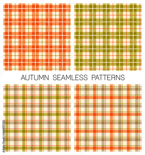 Set of plaid pattern design for autumn season.