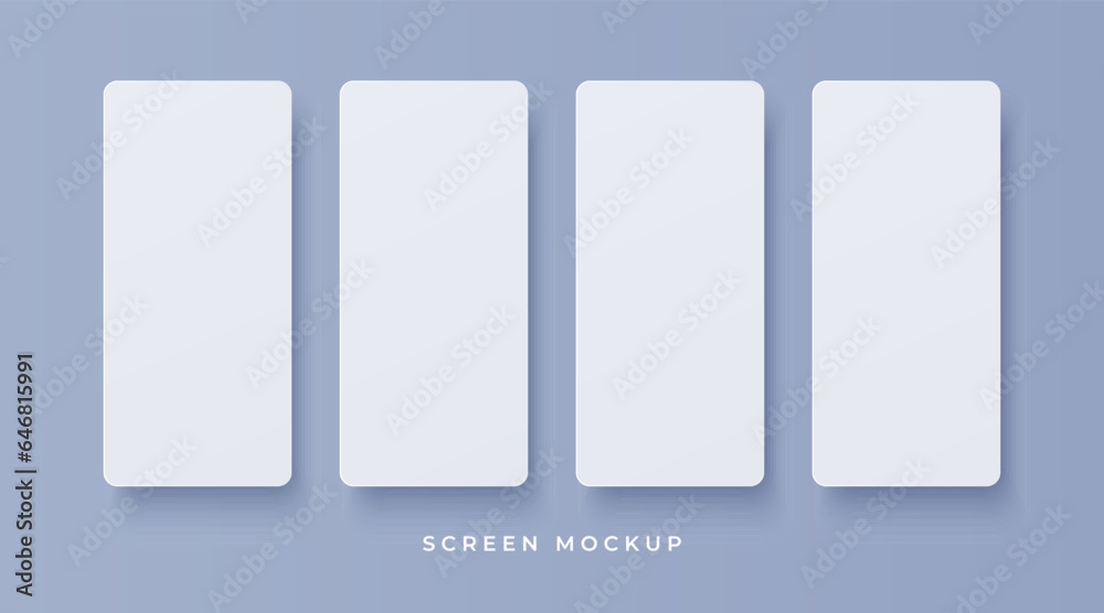 Empty smartphone screen mockup isolated on grey background. Blank screen with soft smooth shadow for user interface presentation. Element for your design. Vector eps 10.