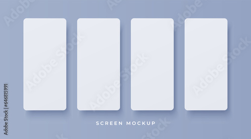 Empty smartphone screen mockup isolated on grey background. Blank screen with soft smooth shadow for user interface presentation. Element for your design. Vector eps 10.