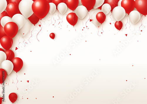 red balloons and confetti invitation card