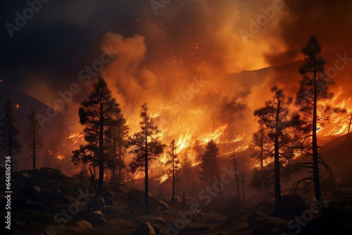 Trees fire nature flames danger smoke wildfire burning heat forest disaster destruction © SHOTPRIME STUDIO