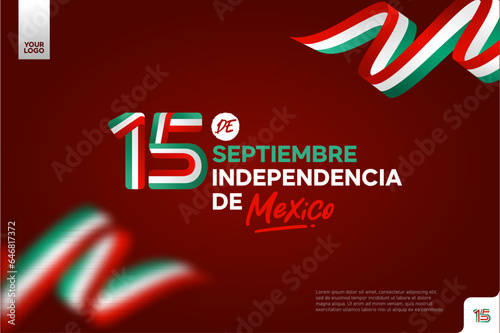 Mexico independence day logotype september 16th with flag background photo