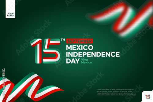Mexico independence day logotype september 16th with flag background photo