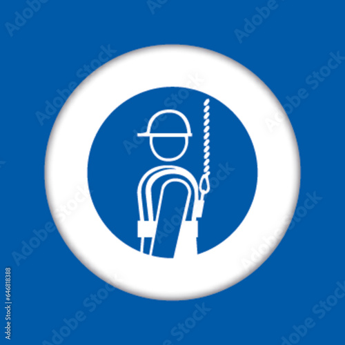 Panneau fond bleu equipement protection travail obligatoire harnais escalade