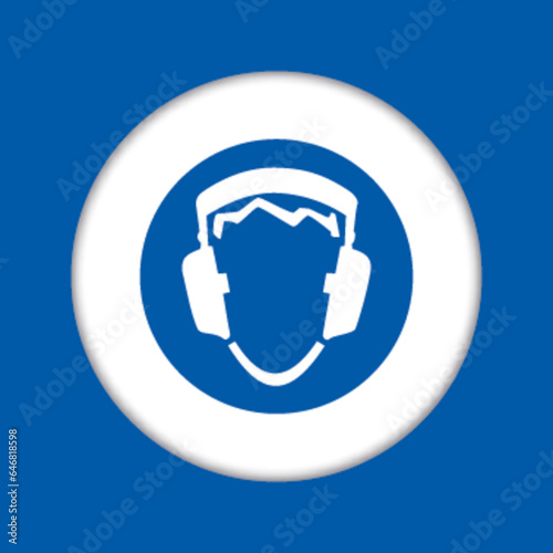 Panneau fond bleu equipement protection travail obligatoire son oreilles casque