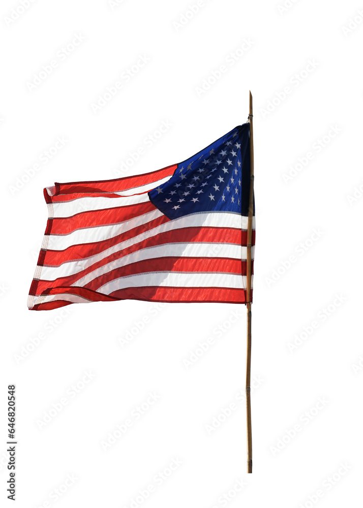 Naklejka premium american flag isolated on white background whit clipping path.