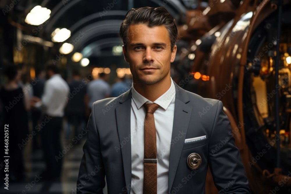 Fototapeta premium Caucasian Man Aerospace Engineer Background Hard Working Generative AI