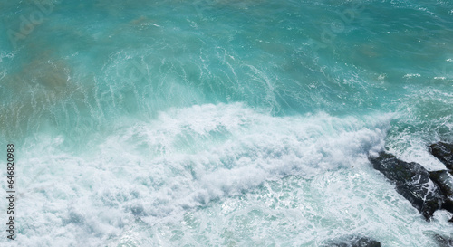 Banner of blue waves of the ocean © Anastasia Studio